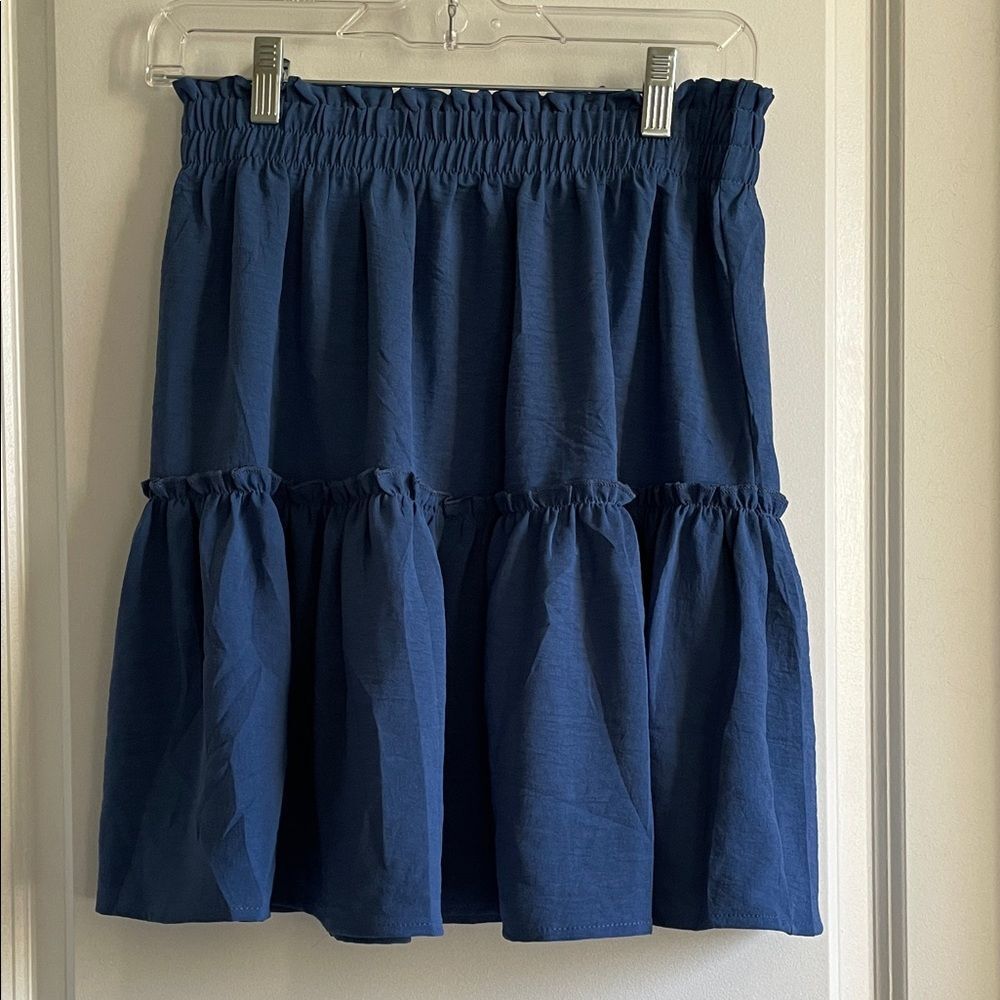 Blue Skirt A-Line tiered Medium Amazon Berydress elastic waist NWT